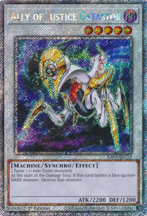Ally of Justice Catastor (Platinum Secret Rare) RA03-EN222 card from Quarter Century Bonanza
