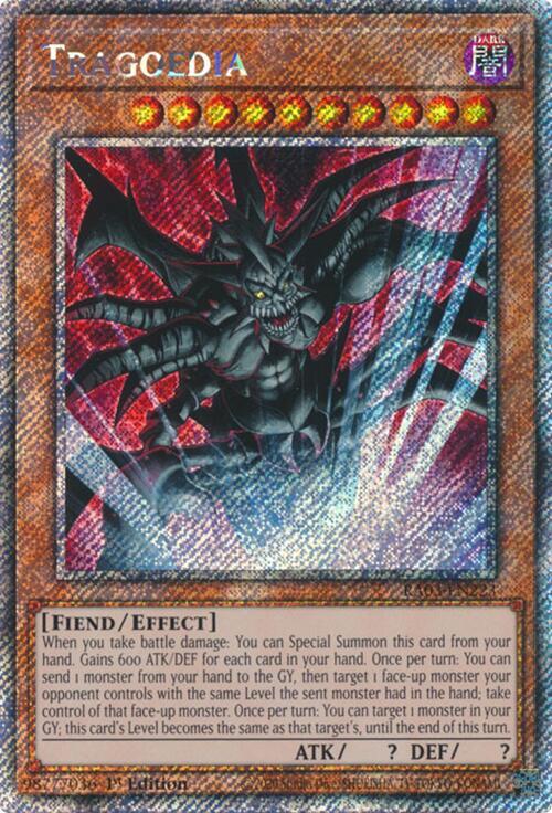 Tragoedia (Platinum Secret Rare) RA03-EN223 card from Quarter Century Bonanza