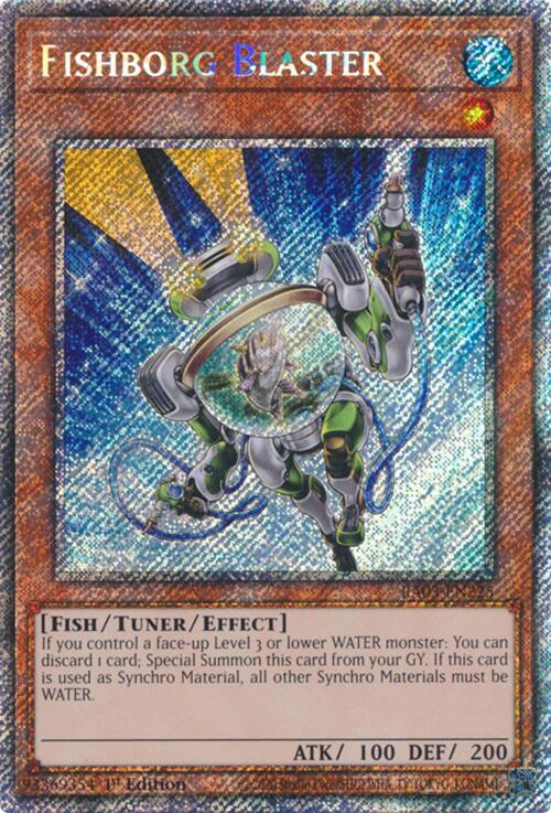 Fishborg Blaster (Platinum Secret Rare) RA03-EN225 card from Quarter Century Bonanza