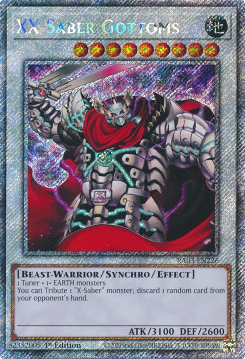 XX-Saber Gottoms (Platinum Secret Rare) RA03-EN226 card from Quarter Century Bonanza