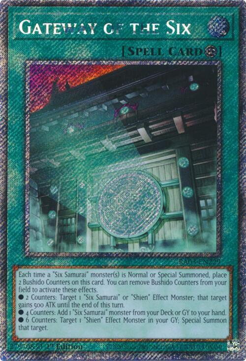 Gateway of the Six (Platinum Secret Rare) RA03-EN229 card from Quarter Century Bonanza