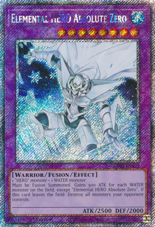 Elemental HERO Absolute Zero (Platinum Secret Rare) RA03-EN231 card from Quarter Century Bonanza
