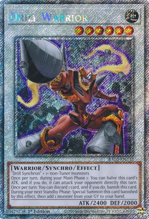 Drill Warrior (Platinum Secret Rare) RA03-EN232 card from Quarter Century Bonanza