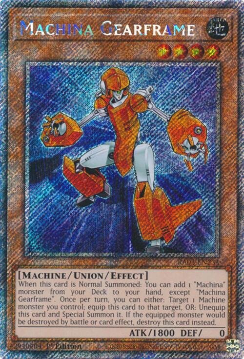 Machina Gearframe (Platinum Secret Rare) RA03-EN234 card from Quarter Century Bonanza