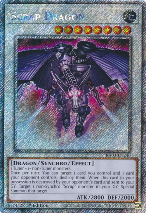 Scrap Dragon (Platinum Secret Rare) RA03-EN240 card from Quarter Century Bonanza