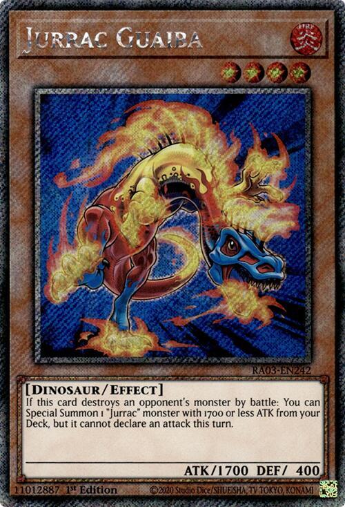 Jurrac Guaiba (Platinum Secret Rare) RA03-EN242 card from Quarter Century Bonanza