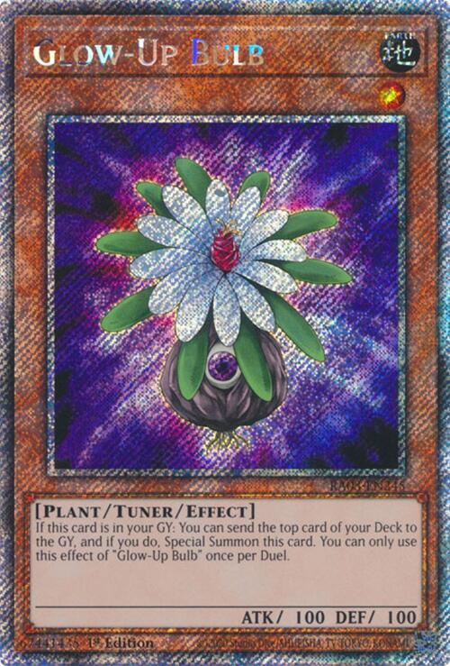 Glow-Up Bulb (Platinum Secret Rare) RA03-EN245 card from Quarter Century Bonanza