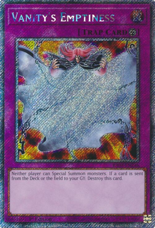 Vanity's Emptiness (Platinum Secret Rare) RA03-EN246 card from Quarter Century Bonanza