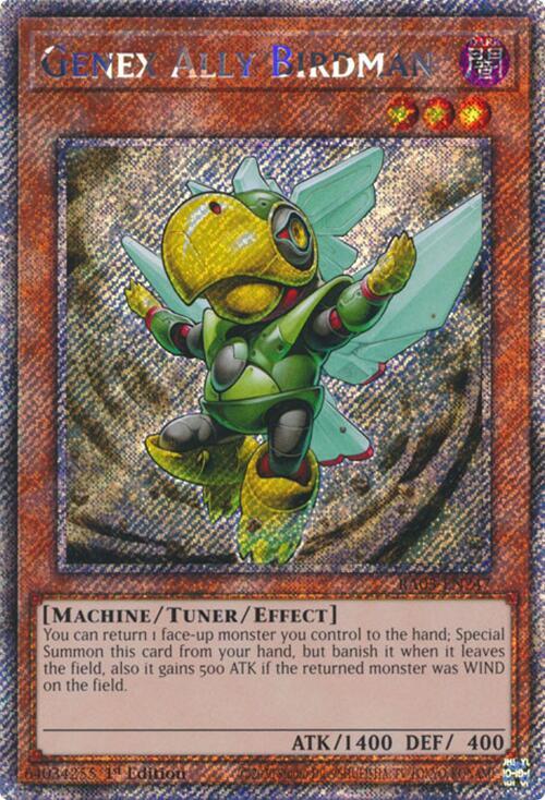 Genex Ally Birdman (Platinum Secret Rare) RA03-EN247 card from Quarter Century Bonanza