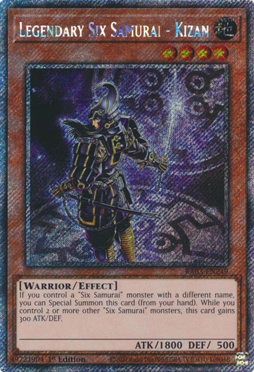 Legendary Six Samurai - Kizan (Platinum Secret Rare) RA03-EN249 card from Quarter Century Bonanza