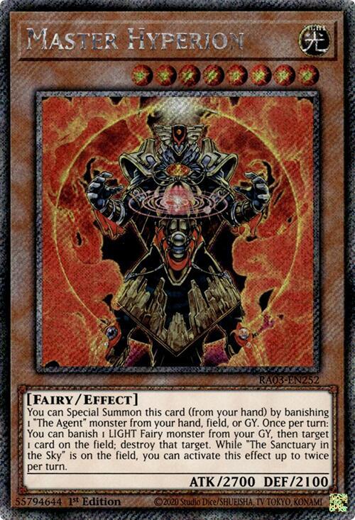 Master Hyperion (Platinum Secret Rare) RA03-EN252 card from Quarter Century Bonanza