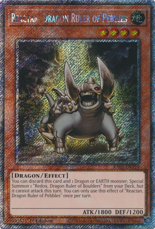 Reactan, Dragon Ruler of Pebbles (Platinum Secret Rare) RA03-EN254 card from Quarter Century Bonanza