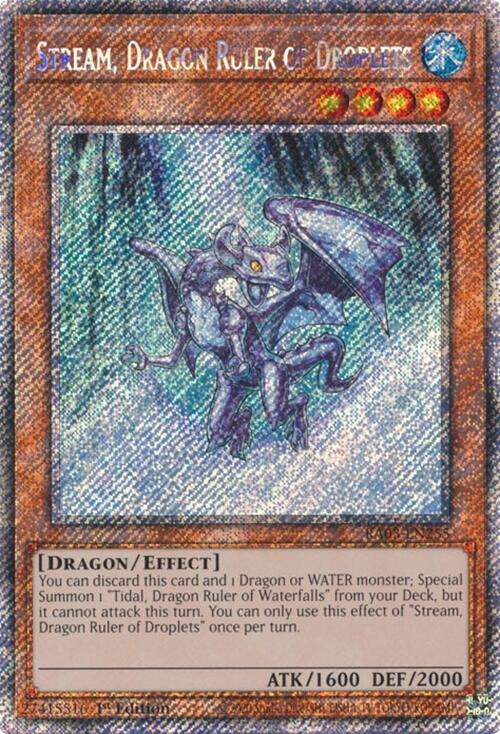 Stream, Dragon Ruler of Droplets (Platinum Secret Rare) RA03-EN255 card from Quarter Century Bonanza