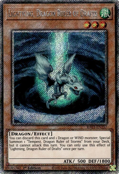 Lightning, Dragon Ruler of Drafts (Platinum Secret Rare) RA03-EN257 card from Quarter Century Bonanza
