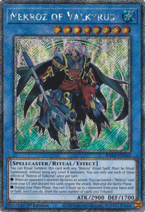 Nekroz of Valkyrus (Platinum Secret Rare) RA03-EN263 card from Quarter Century Bonanza