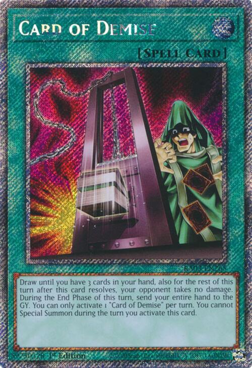 Card of Demise (Platinum Secret Rare) RA03-EN265 card from Quarter Century Bonanza