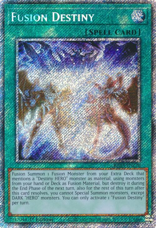 Fusion Destiny (Platinum Secret Rare) RA03-EN270 card from Quarter Century Bonanza