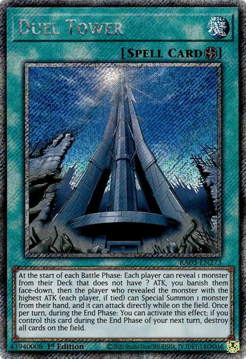 Duel Tower (Platinum Secret Rare) RA03-EN273 card from Quarter Century Bonanza