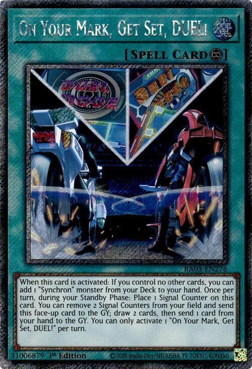 On Your Mark, Get Set, DUEL! (Platinum Secret Rare) RA03-EN276 card from Quarter Century Bonanza