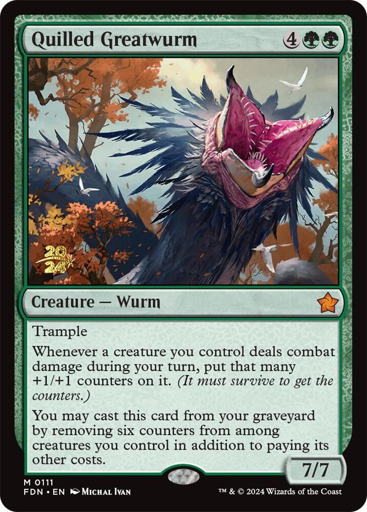 Quilled Greatwurm 111 card from Prerelease Cards