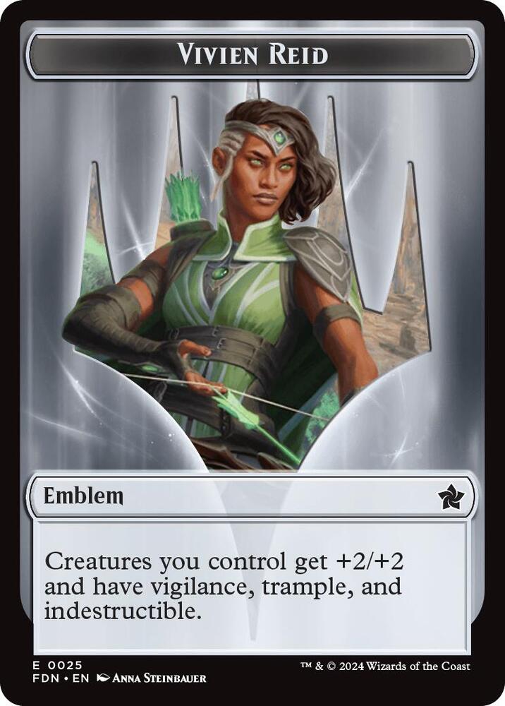 Emblem - Vivien Reid // Elf Warrior Double-Sided Token 25 // 19 card from Foundations
