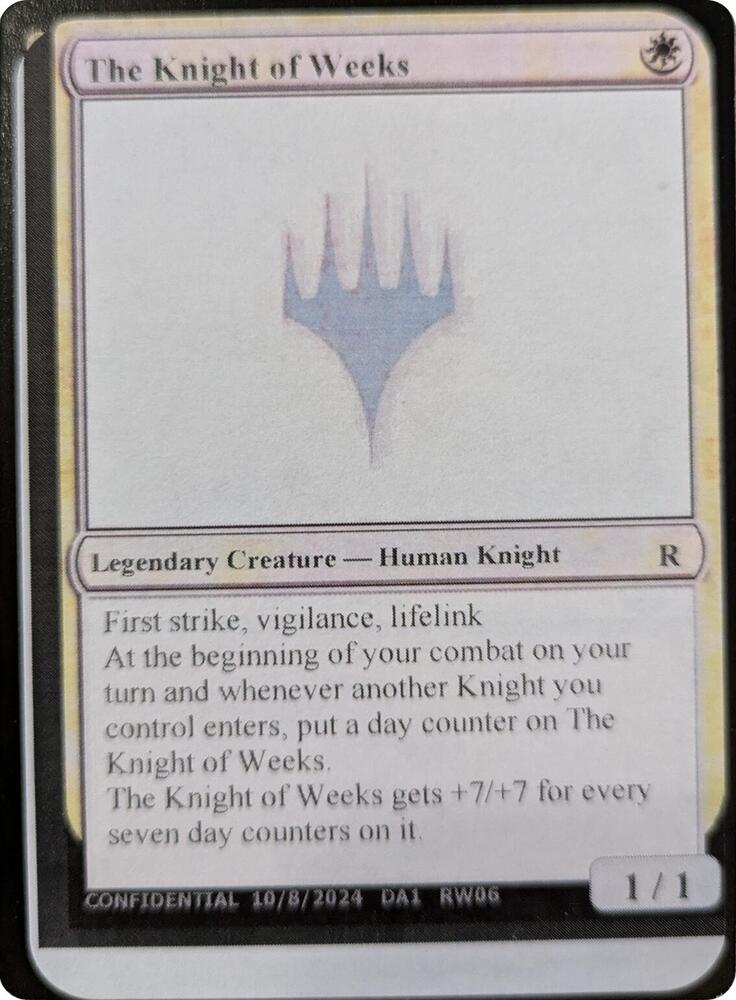 The Knight of Weeks card from Un-Known Event Playtest Cards