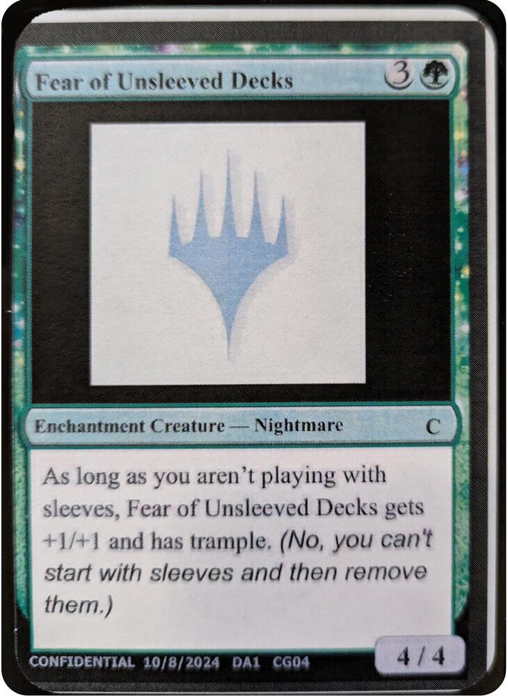Fear of Unsleeved Decks card from Un-Known Event Playtest Cards