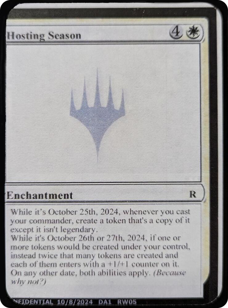 Hosting Season card from Un-Known Event Playtest Cards
