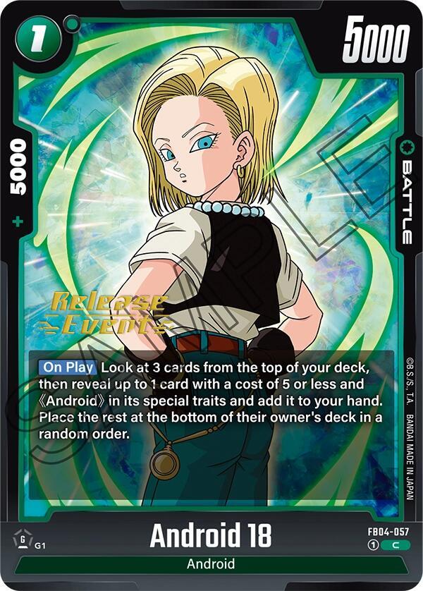 Android 18 FB04-057 card from Ultra Limit Release Event Cards