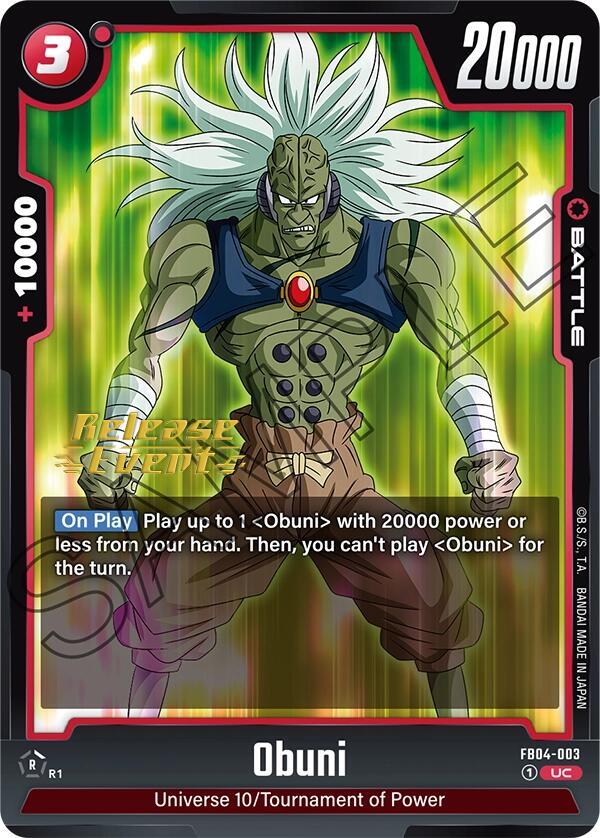 Obuni FB04-003 card from Ultra Limit Release Event Cards