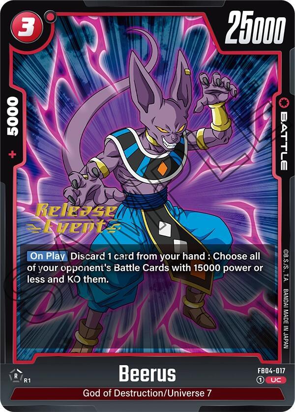 Beerus FB04-017 card from Ultra Limit Release Event Cards