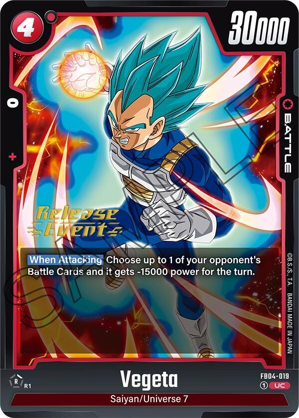 Vegeta FB04-019 card from Ultra Limit Release Event Cards