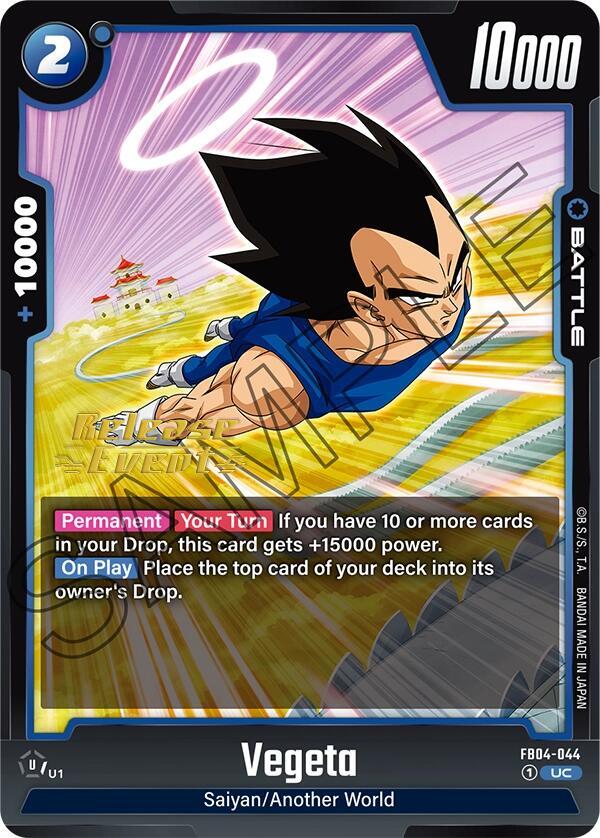 Vegeta FB04-044 card from Ultra Limit Release Event Cards