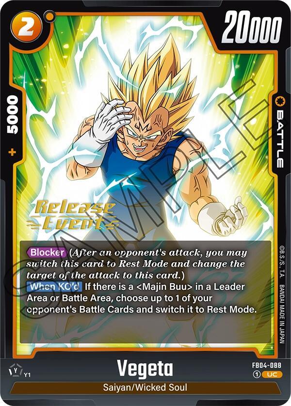 Vegeta FB04-088 card from Ultra Limit Release Event Cards
