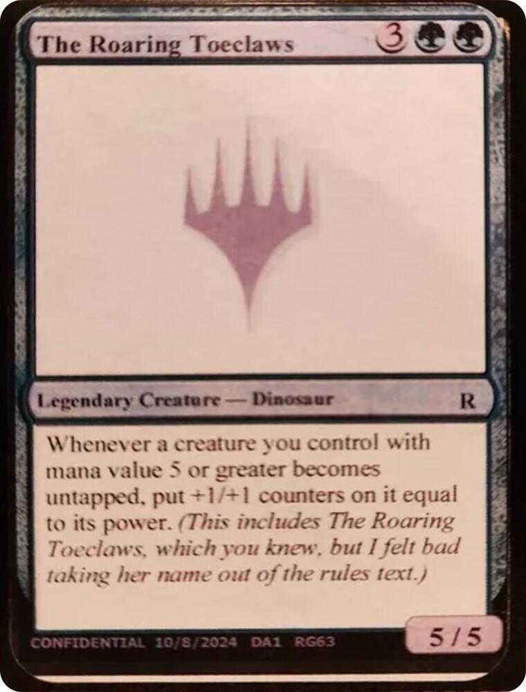 The Roaring Toeclaws card from Un-Known Event Playtest Cards