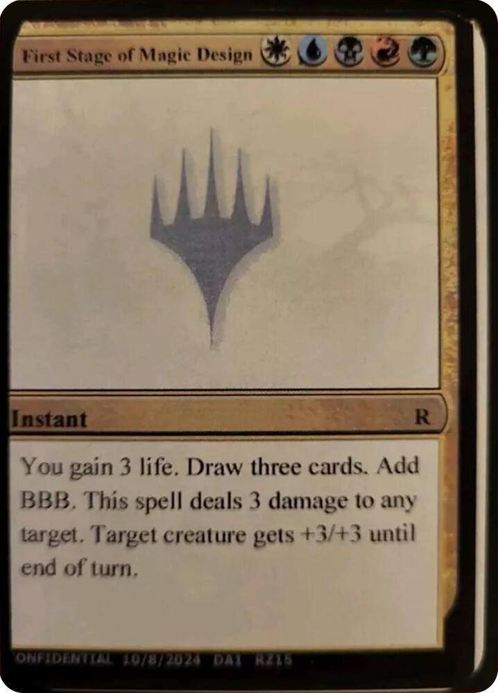 First Stage of Magic Design card from Un-Known Event Playtest Cards