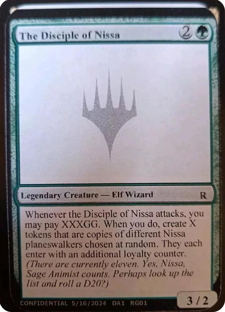 The Disciple of Nissa card from Un-Known Event Playtest Cards