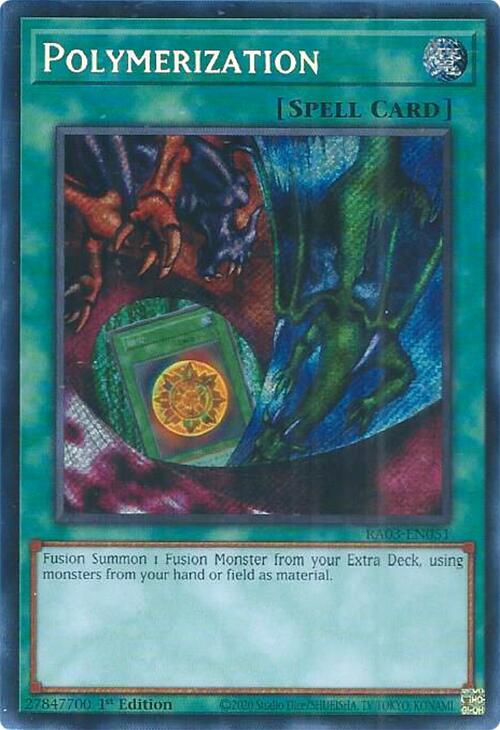 Polymerization (A) (Alternate Art) (Secret Rare) RA03-EN051 card from Quarter Century Bonanza