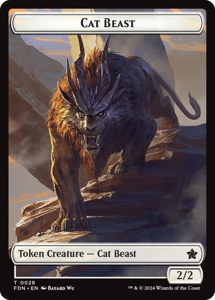 Cat Beast // Dragon Double-Sided Token 28 // 17 card from Foundations