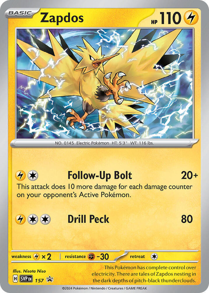 Zapdos 157 card from SV: Scarlet & Violet Promo Cards
