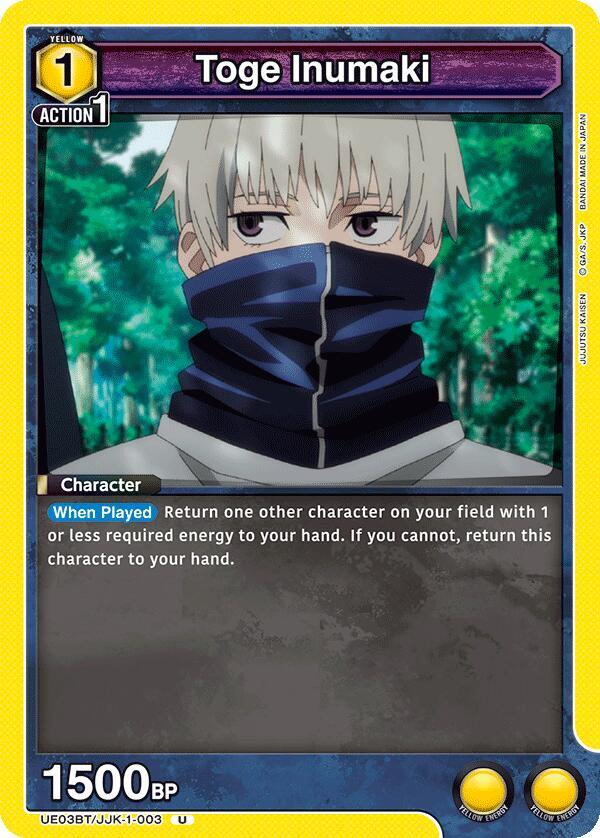 Toge Inumaki UE03BT/JJK-1-003 card from UE03BT: Jujutsu Kaisen