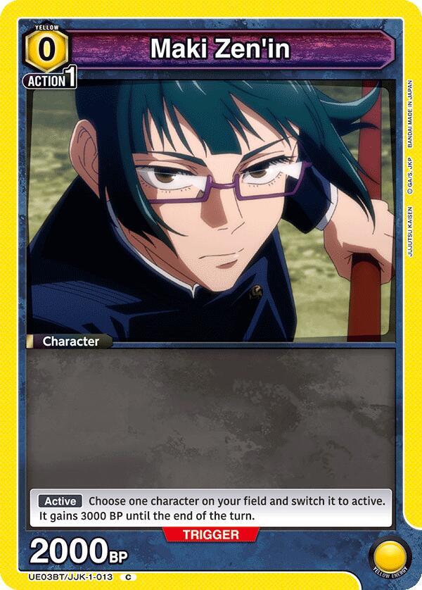 Maki Zen'in UE03BT/JJK-1-013 card from UE03BT: Jujutsu Kaisen