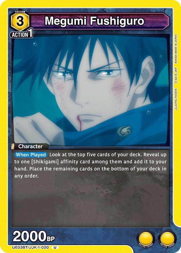 Megumi Fushiguro UE03BT/JJK-1-020 card from UE03BT: Jujutsu Kaisen