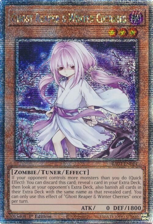 Ghost Reaper & Winter Cherries (Alternate Art) (Quarter Century Secret Rare) RA03-EN014 card from Quarter Century Bonanza