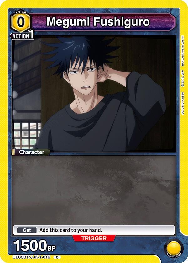 Megumi Fushiguro (Box Topper Foil) UE03BT/JJK-1-019 card from UE03BT: Jujutsu Kaisen
