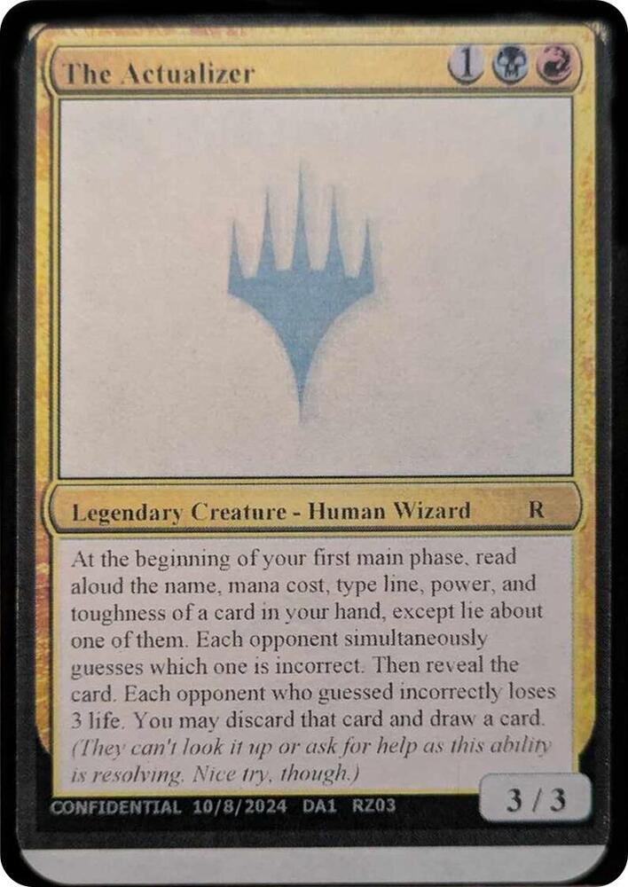 The Actualizer card from Un-Known Event Playtest Cards