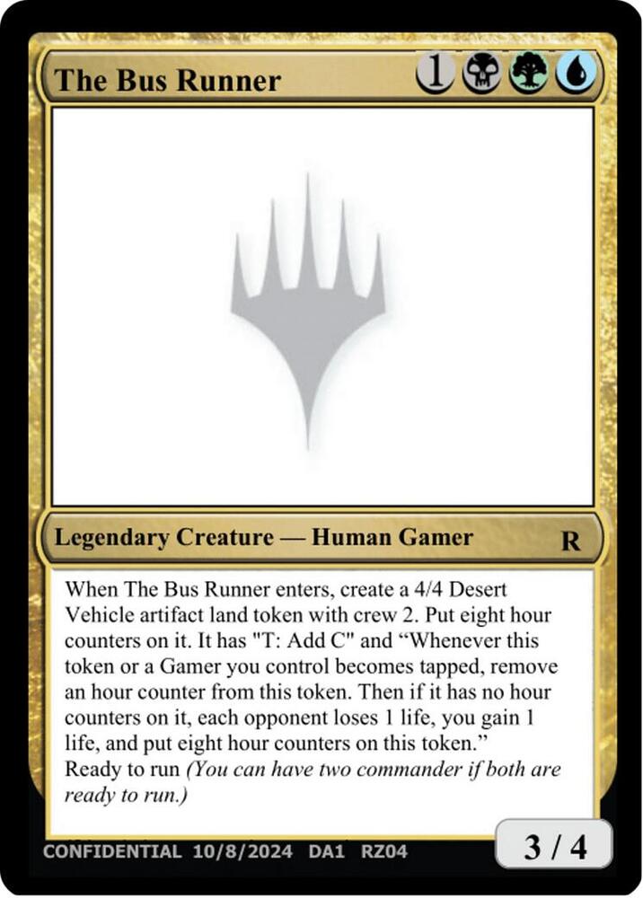 The Bus Runner card from Un-Known Event Playtest Cards