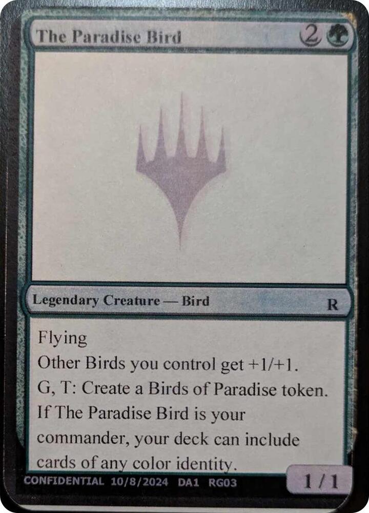 The Paradise Bird card from Un-Known Event Playtest Cards