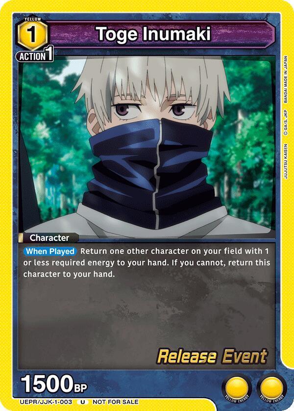 Toge Inumaki UEPR/JJK-1-003 card from UE03BT: Jujutsu Kaisen Release Event Cards