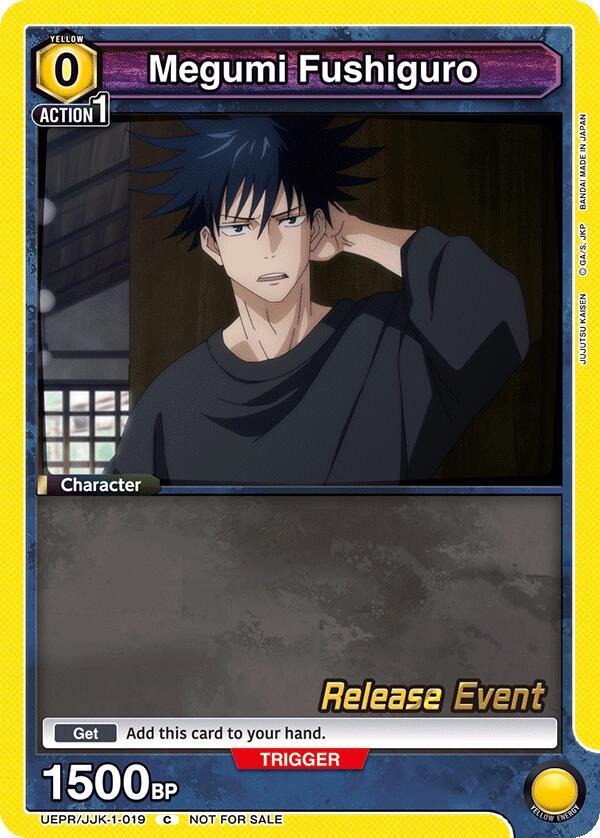 Megumi Fushiguro UEPR/JJK-1-019 card from UE03BT: Jujutsu Kaisen Release Event Cards